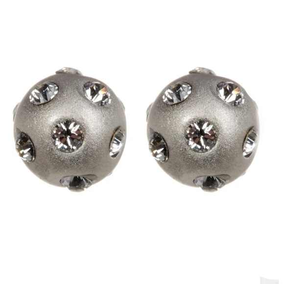 Adornia Sterling Silver Swarovski Crystal Mini Disco Ball Stud Earrings